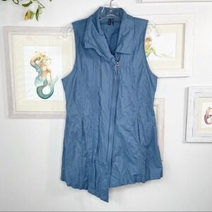 STELLA Carakasi Blue Asymmetrical Zip Up Vest Size Small